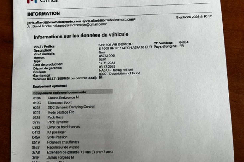 BMW S1000RR 2023 , Saint-Étienne, Diagnostic Moto Casse